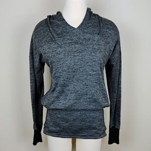 Athleta Hoodie Batwing & Robin Heathered Gray Size XS Cross Over Neckline‎